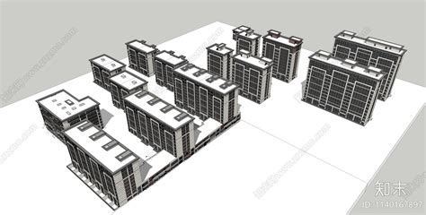 现代住宅建筑su模型下载【id1140167897】知末su模型网