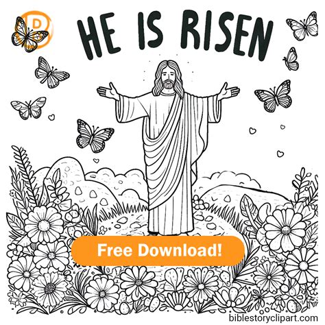 Jesus Is Risen Coloring Page Bible Story Clipart