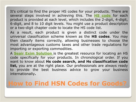 PPT Classification Of Goods HSN Codes PowerPoint Presentation Free