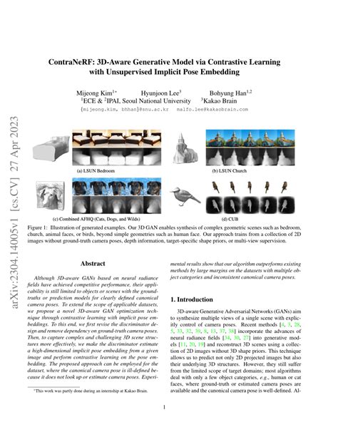 Pdf Contranerf 3d Aware Generative Model Via Contrastive Learning With Unsupervised Implicit