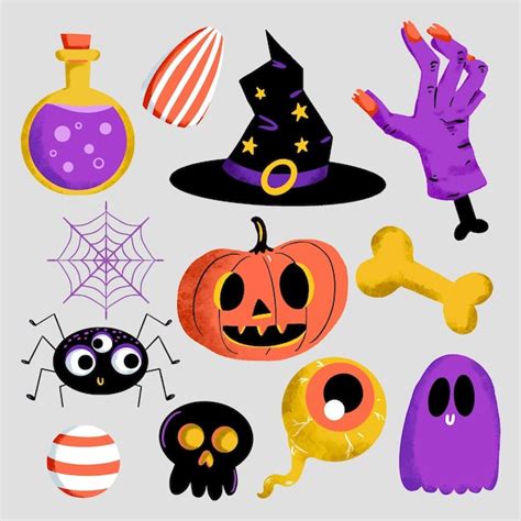 Colección De Elementos De Halloween Dibujados A Mano Vector Gratis