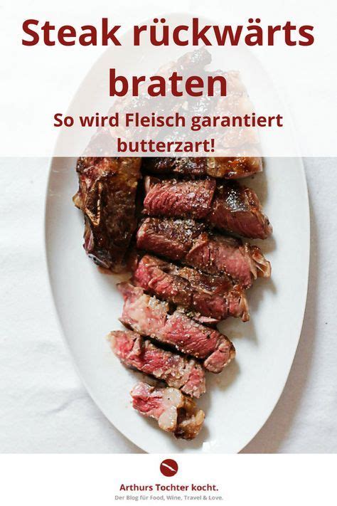 Steak Ruckwartts Braten On A White Plate With Text Overlay That Reads