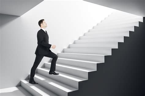 Premium Photo Businessman Climbing Stairs