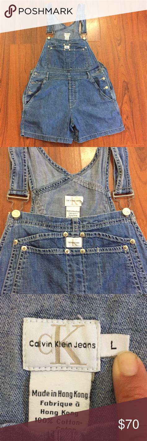 90s Vintage Calvin Klein Denim Overalls Shorts LG