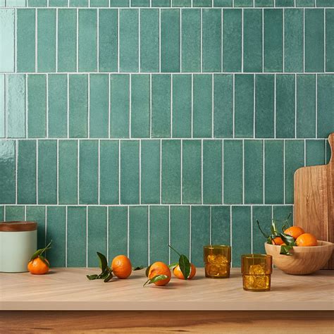 Color One Jade Green X Glossy Lava Stone Tile Tilebar