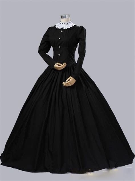 Gothic Victorian Queen Victoria Day Black Cotton Dress