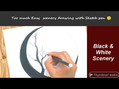 Easy Black And White Landscape Drawing Black Scenery With Sketche