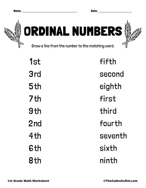 Ordinal Numbers Worksheet Order Numbers Printable