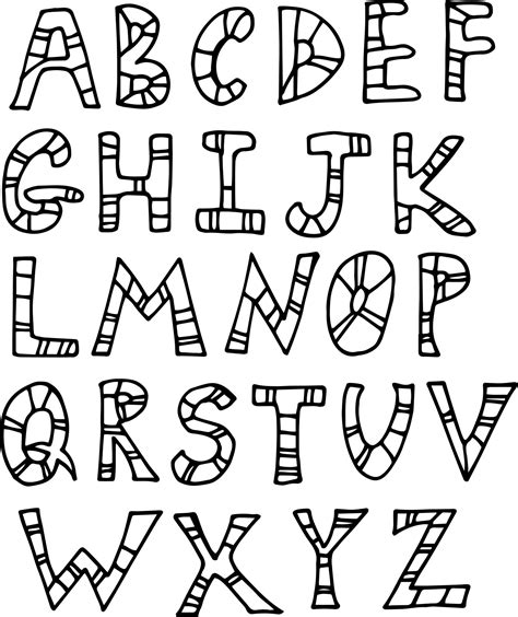 Alphabet in black and white colors on white background. Vector image ...