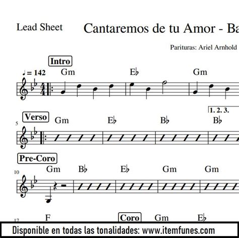 Cantaremos De Tu Amor Barak Charts Lead Sheet Partitura Cristiana