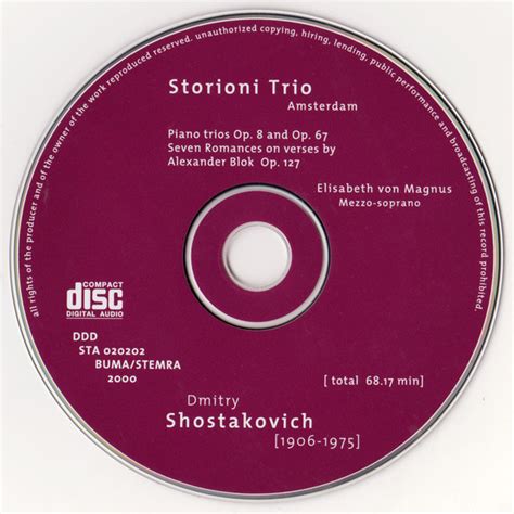 Shostakovich Piano Trios Op And Op Seven Romances On Verses By