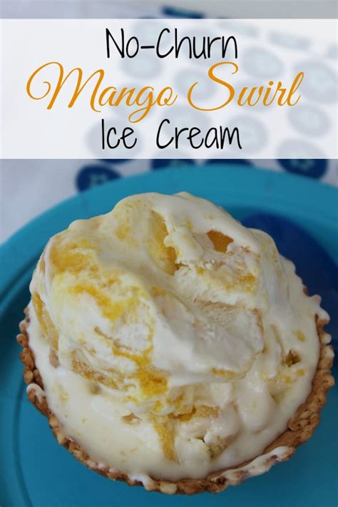 No Churn Mango Swirl Ice Cream - BargainBriana