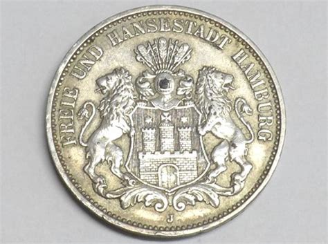 Münze 3 Mark 1911 J Deutsches Reich Freie und Hansestadt Hamburg