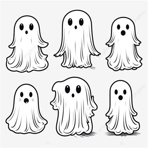 Personagem Fantasma De Halloween Assusta Desenho Linear Em Estilo