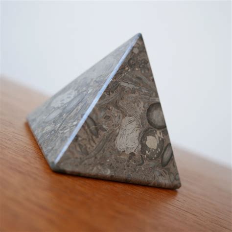 English Vintage Marble Stone Paperweight Pyramid 1930s