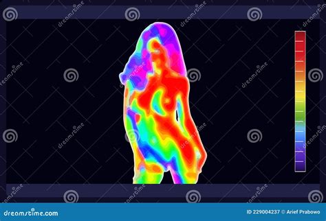 Vector Graphic Of Thermal Image Scanning Beautiful Naked Female Body On