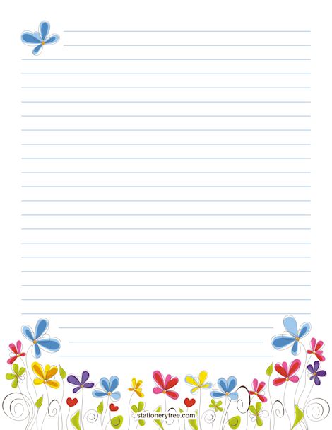 Free Printable Lined Paper With Decorative Borders Pdf Rustic Floral