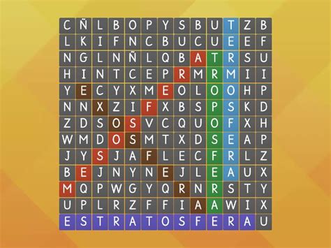 Las Capas De La AtmÓsfera 5 Primaria Sopa De Letras