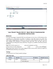 Lab Packet Tracer Basic Device Configuration Assignment Docx