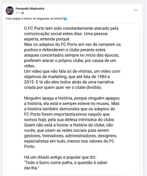 Cabine Desportiva On Twitter Fernando Madureira Papas E Bolos