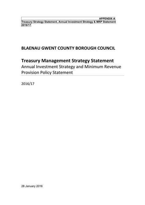 PDF Treasury Management Strategy Statementdemocracy Blaenau Gwent Gov