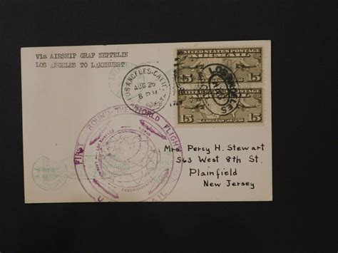 1929 Los Angeles USA Graf Zeppelin LZ 127 Around World Postcard Cover