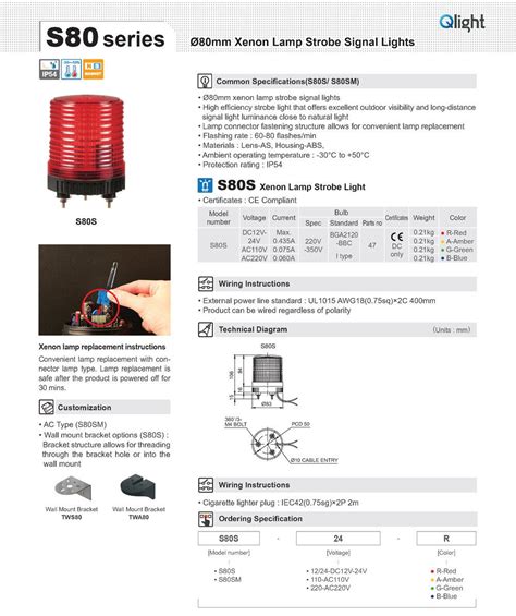 S80S Ø80mm Xenon Lamp Strobe Light Qlight Thailand