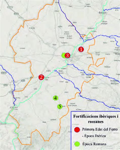 Mapa De Les Fortificacions Ib Riques I Romanes Jaciments Gebut