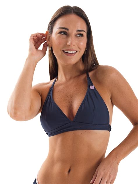 DAIKIRI TOP DE BIKINI MUJER LISO AZUL TRIÁNGULO AJUSTABLE PROTECCIÓN UV 50
