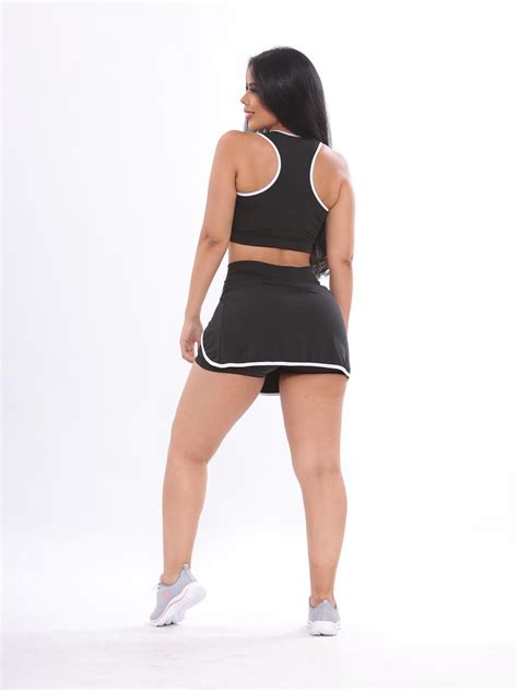 Conjunto Short Saia Fitness Academia Feminino Trix Fit