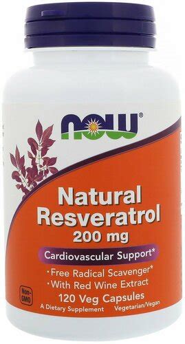 NOW Natural Resveratrol (Натуральный ресвератрол) 200 мг 120 капсул ...
