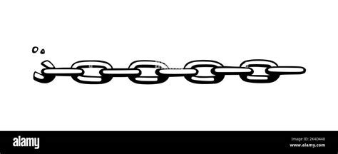 Broken chain with shatters as symbol of strength and freedom. Sketch of metal chains. Vector ...