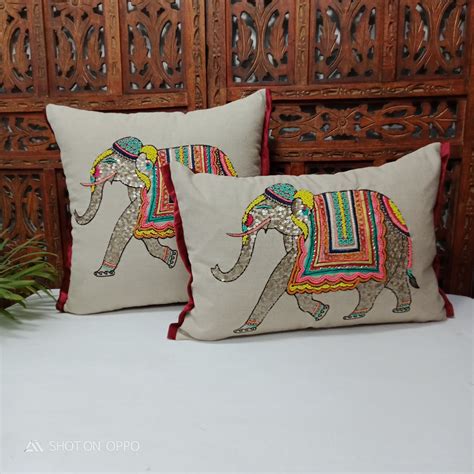 Handmade Majestic Elephant Cushion Cover Etsy