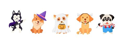 Halloween Puppies cartoon. Set of spooky dog or puppy 3331648 Vector Art at Vecteezy