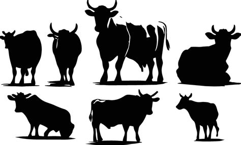 Cow collection - vector silhouette 37078672 Vector Art at Vecteezy