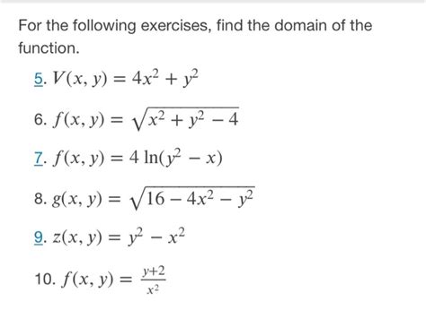 Solved For The Following Exercises Find The Domain Of The Chegg