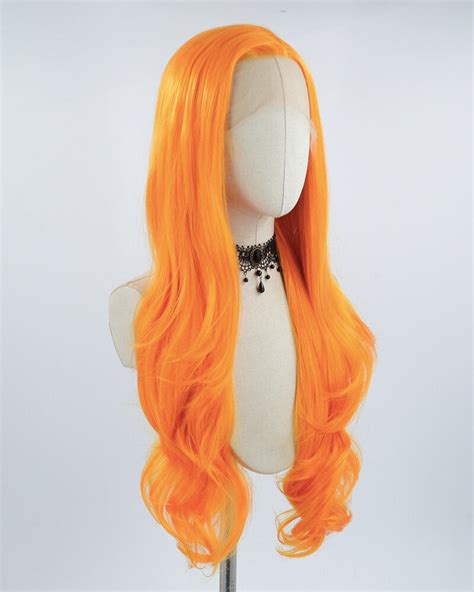 Light Orange Long Wavy Synthetic Lace Front Wig Wt221 Weekendwigs