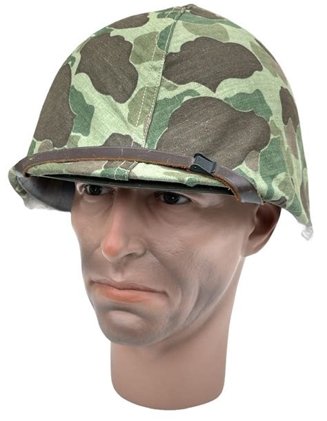 Imcs Militaria Us Ww2 Usmc Camo Helmet Cover With M1 Helmet