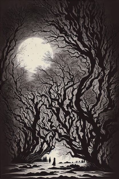 Premium AI Image | spooky moon painting