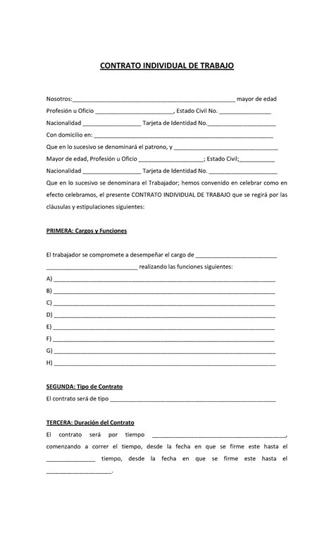 Formato Contrato Individual De Trabajo Derecho Romano