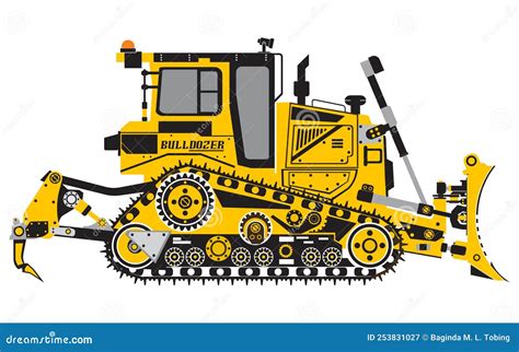 Dozer Bulldozer Detailed Illustration Of Heavy Mining Machine And Construction Equipment