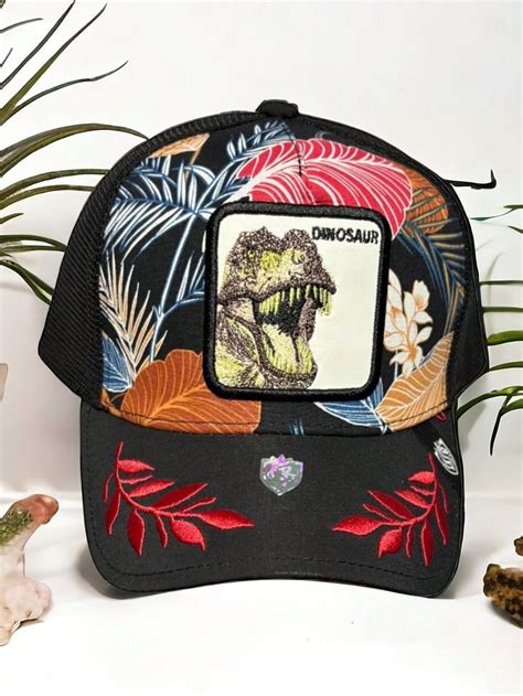 Gorra Floral Alucin Con Parche De Dinosaurio Calidad Premium Moda De