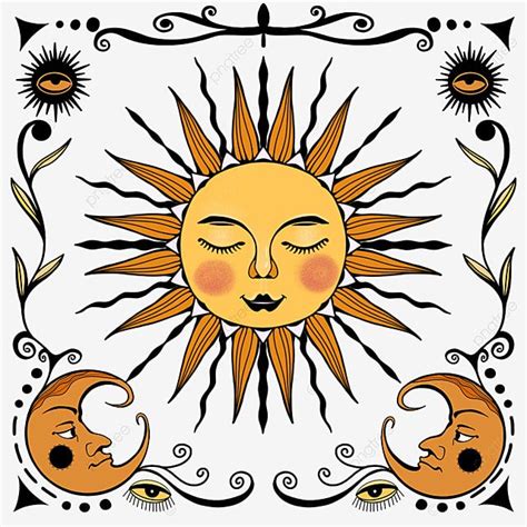 Sol Retro Lua Png Sol Lua M Stica Simetria M Stica Impress O Retro