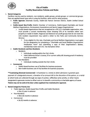 Fillable Online City Of Dublin Facility Reservation Policies And Rules