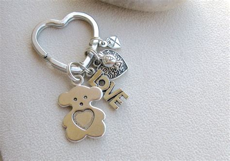 Valentine Keychain Teddy Bear Keychain Teddy Bear Charm Love