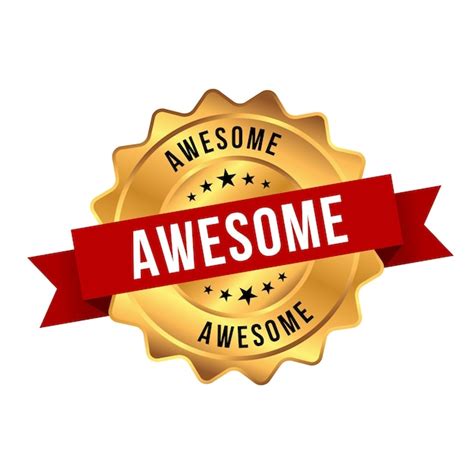 Premium Vector Gold Awesomeawesome Round Sign With Ribbon