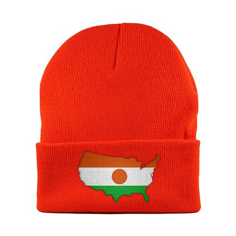 Nigerien American Mapflag Cuffed Knit Beanie Hat Nationhats