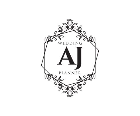 Aj Initials Letter Wedding Monogram Logos Collection Hand Drawn Modern