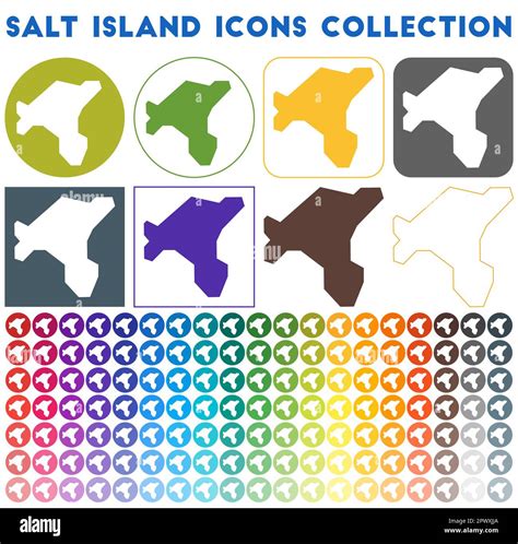 Salt Island Icons Collection Bright Colourful Trendy Map Icons Modern