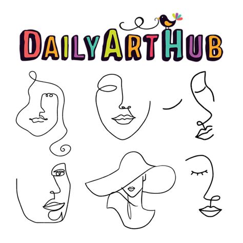 Minimalist Line Drawing Face Clip Art Set – Daily Art Hub // Graphics ...